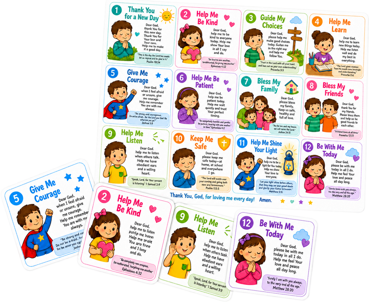 Morning Prayer Cards for Kids